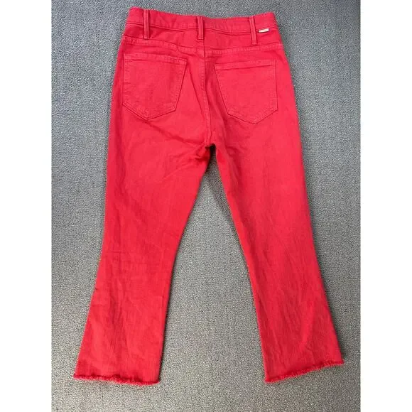Mother Superior The Hustler Ankle Fray Jeans The Devil May Care Mars Red Sz 28 - Picture 4 of 15